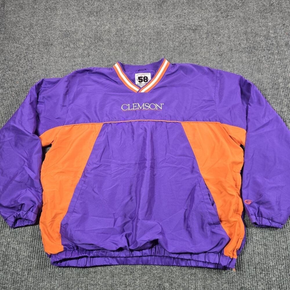 Clemson Tigers Jacket Mens XXL Purple Orange NCAA Football 58 Sports Pullover